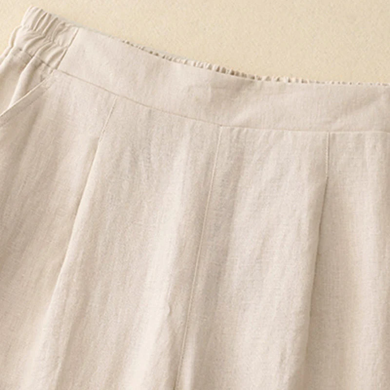 Pantaloni da donna Buddha Stones, semplici e primaverili, in cotone, lunghezza 7-8, con tasche - Image 14