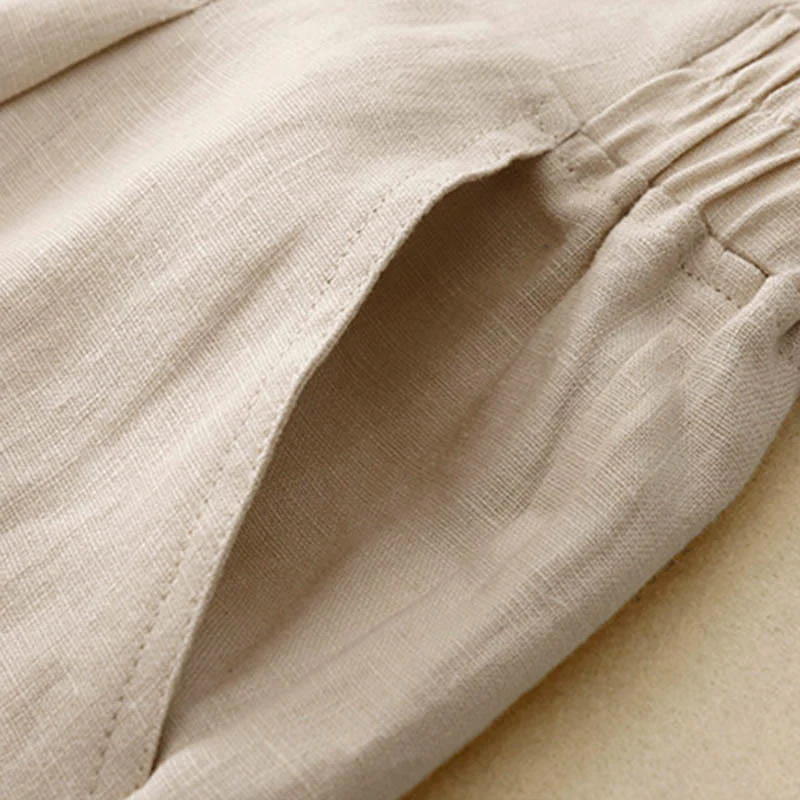 Pantaloni da donna Buddha Stones, semplici e primaverili, in cotone, lunghezza 7-8, con tasche - Image 17