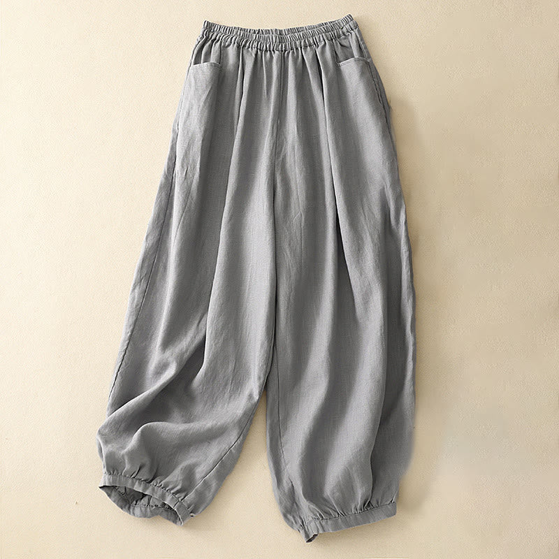 Pantaloni da donna Buddha Stones Summer Commute in cotone alla caviglia, con tasche, colore puro - Image 12