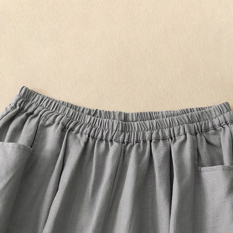 Pantaloni da donna Buddha Stones Summer Commute in cotone alla caviglia, con tasche, colore puro - Image 13