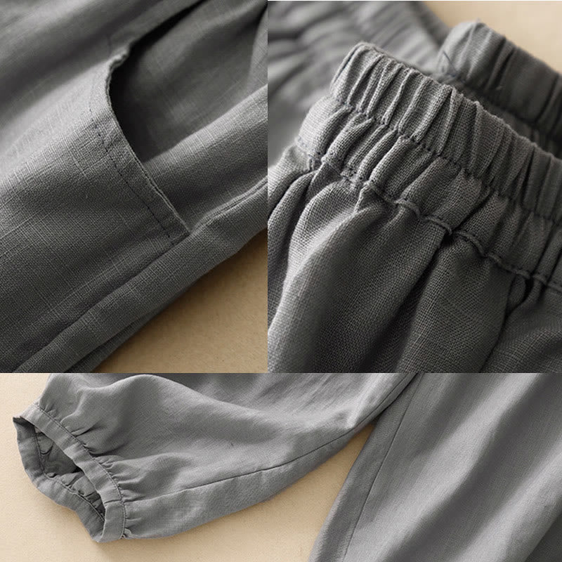 Pantaloni da donna Buddha Stones Summer Commute in cotone alla caviglia, con tasche, colore puro - Image 14