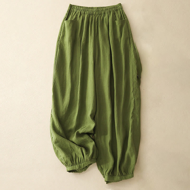 Pantaloni da donna Buddha Stones Summer Commute in cotone alla caviglia, con tasche, colore puro - Image 15