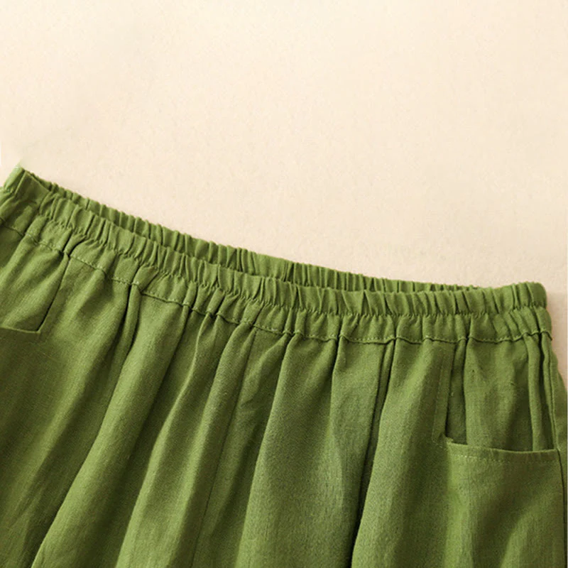 Pantaloni da donna Buddha Stones Summer Commute in cotone alla caviglia, con tasche, colore puro - Image 16