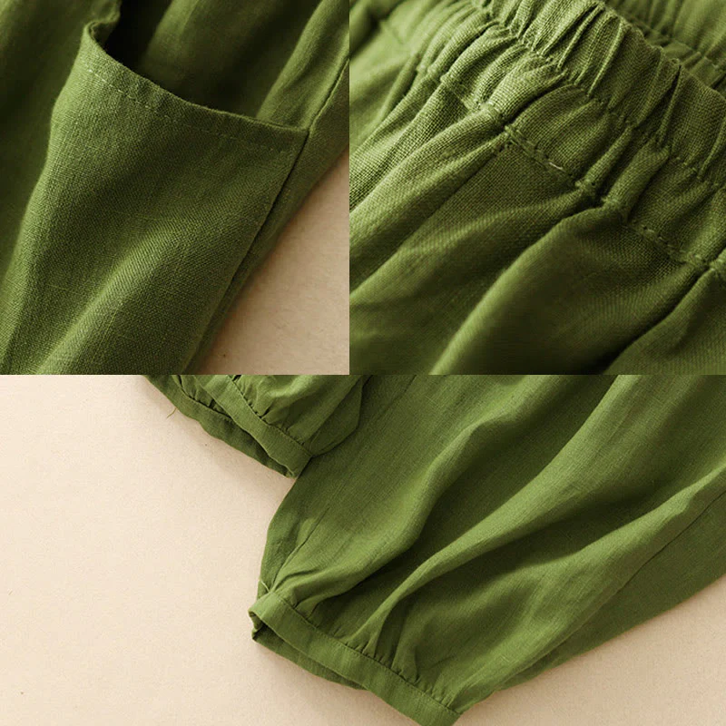 Pantaloni da donna Buddha Stones Summer Commute in cotone alla caviglia, con tasche, colore puro - Image 17