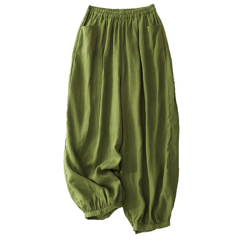 Pantaloni da donna Buddha Stones Summer Commute in cotone alla caviglia, con tasche, colore puro - Image 18