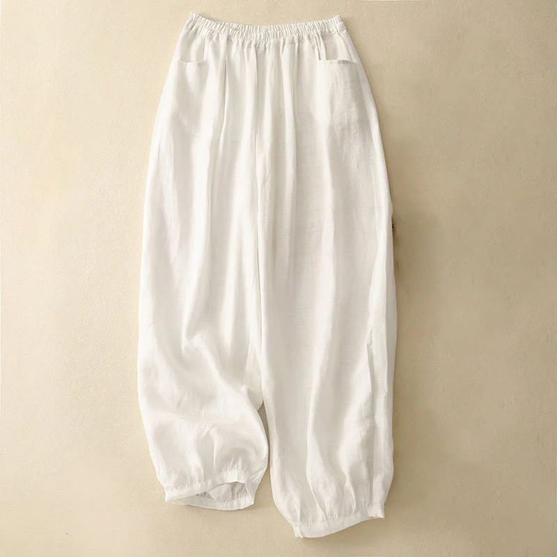 Pantaloni da donna Buddha Stones Summer Commute in cotone alla caviglia, con tasche, colore puro - Image 8