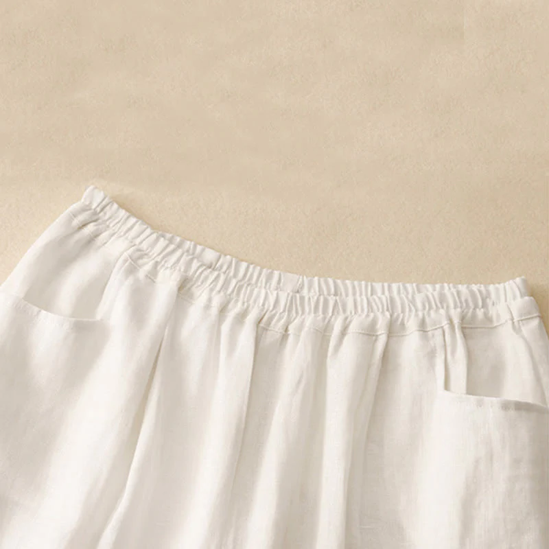 Pantaloni da donna Buddha Stones Summer Commute in cotone alla caviglia, con tasche, colore puro - Image 9