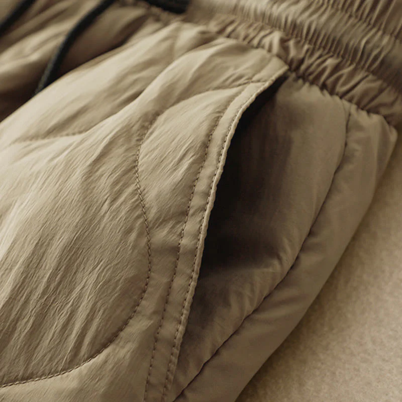 Pantaloni da donna caldi con tasche e linee curve invernali Buddha Stones alla caviglia - Image 4