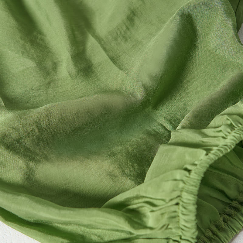 Pantaloni da donna con coulisse in cotone verde estivo Buddha Stones alla caviglia con tasche - Image 7