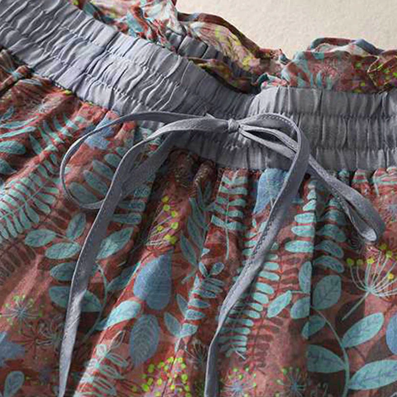 Pantaloni da donna estivi Buddha Stones Blue Leaves Plants con tasche - Image 3