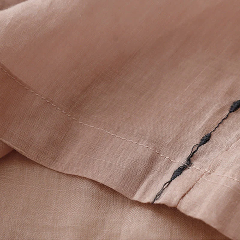 Pantaloni da donna in cotone a gamba larga con tasche, lunghezza alla caviglia, con coulisse e ricamo tinta unita Buddha Stones Commute - Image 15