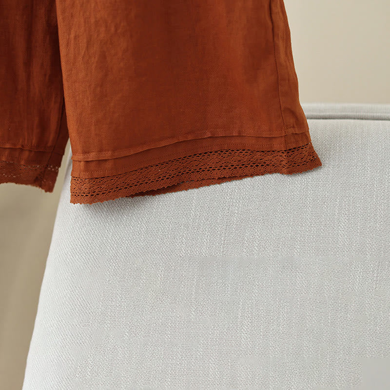 Pantaloni da donna in cotone a gamba larga con tasche, modello Buddha Stones Commute, modello retrò in pizzo semplice patchwork, lunghezza 7-8 - Image 18