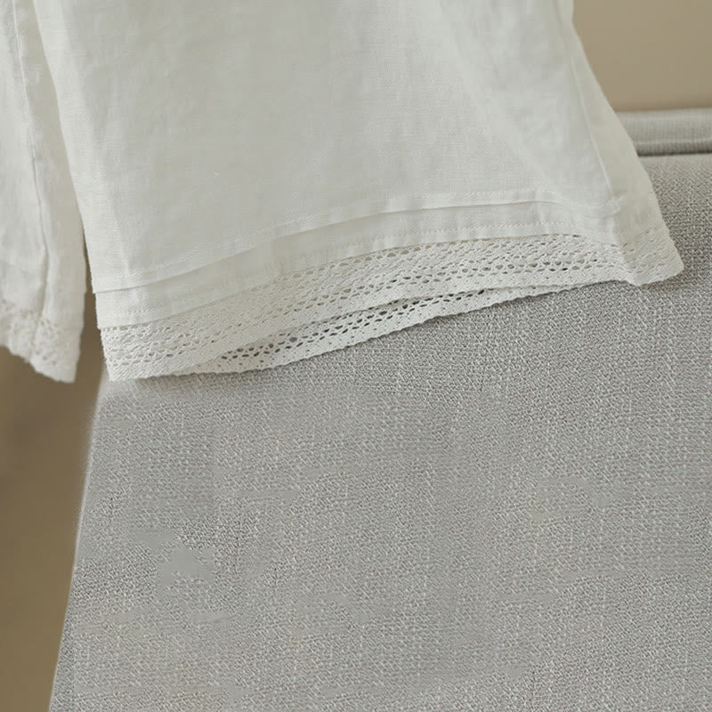 Pantaloni da donna in cotone a gamba larga con tasche, modello Buddha Stones Commute, modello retrò in pizzo semplice patchwork, lunghezza 7-8 - Image 23