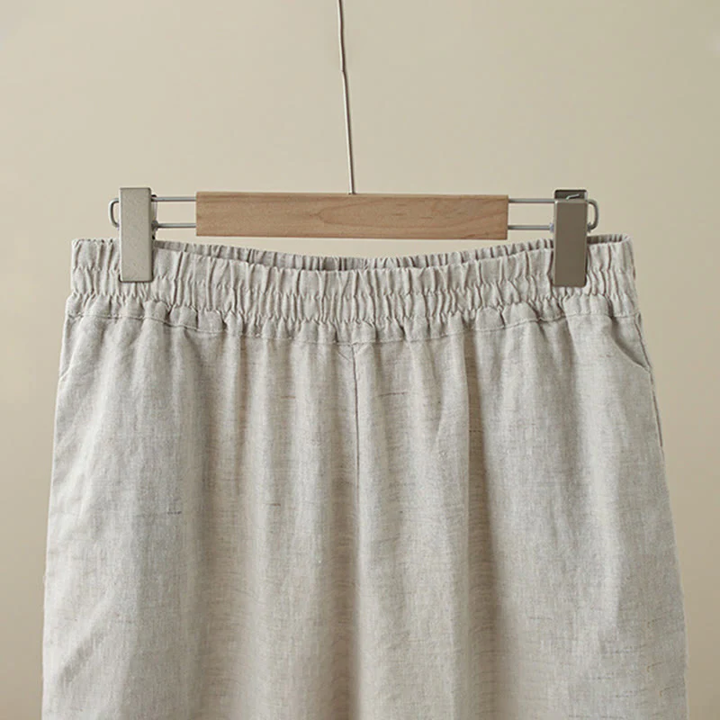 Pantaloni da donna in cotone a gamba larga con tasche, modello Buddha Stones Commute, modello retrò in pizzo semplice patchwork, lunghezza 7-8 - Image 3
