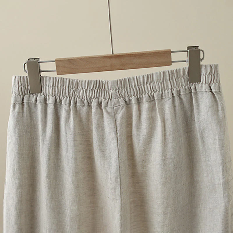Pantaloni da donna in cotone a gamba larga con tasche, modello Buddha Stones Commute, modello retrò in pizzo semplice patchwork, lunghezza 7-8 - Image 4