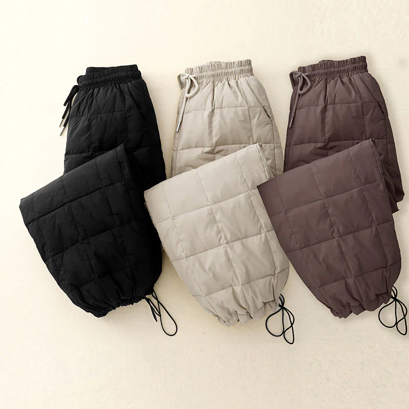 Pantaloni da donna in cotone con apertura sulle gambe e coulisse invernali Buddha Stones con tasche - Image 18