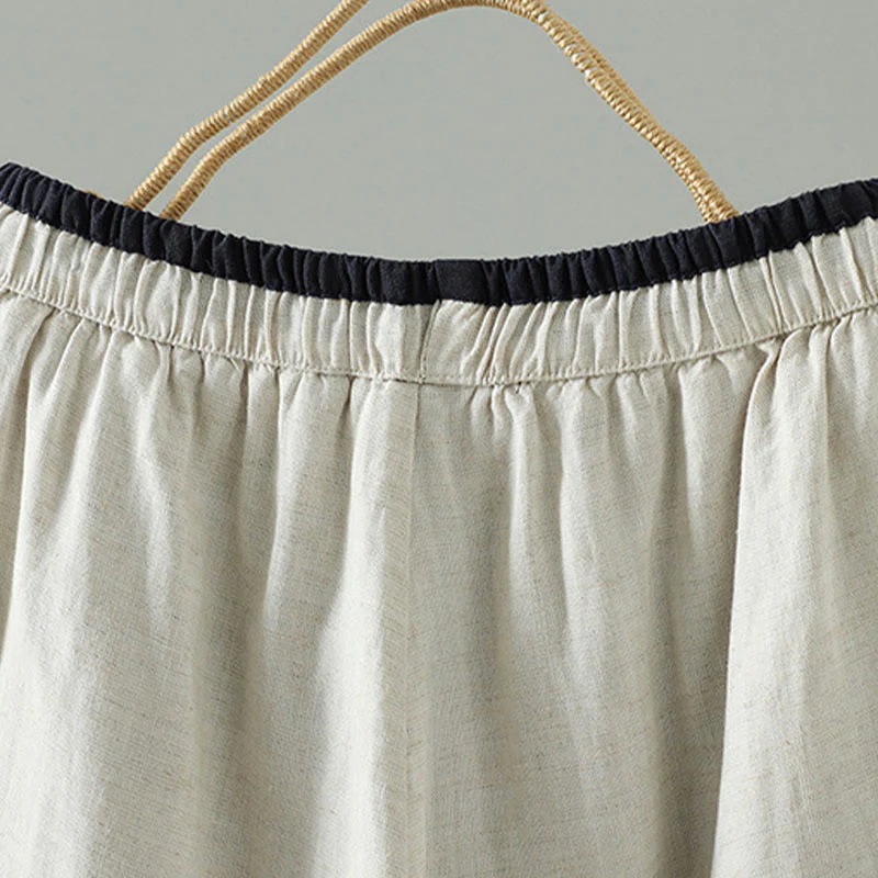 Pantaloni da donna in cotone e lino con coulisse a contrasto, modello Buddha Stones, con tasche e gamba larga - Image 10