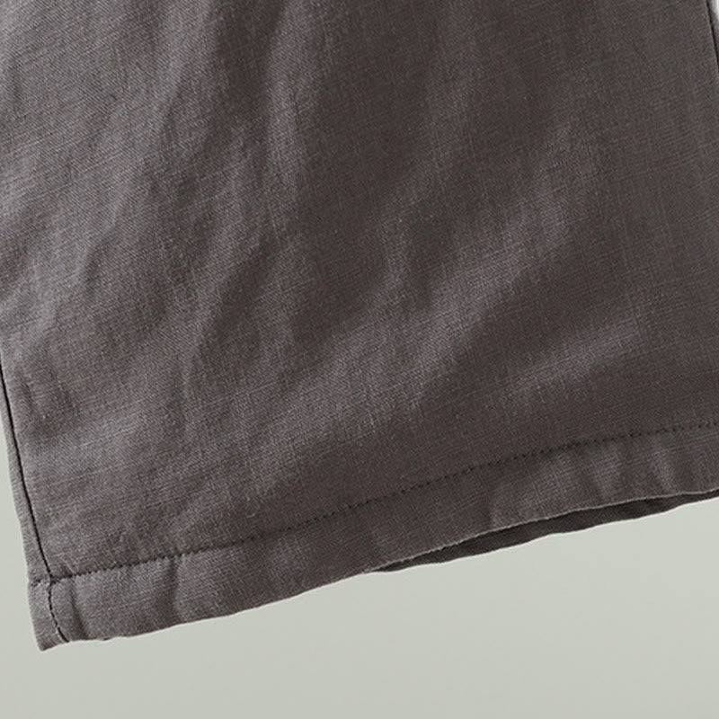 Pantaloni da donna in cotone e lino con coulisse a contrasto, modello Buddha Stones, con tasche e gamba larga - Image 23