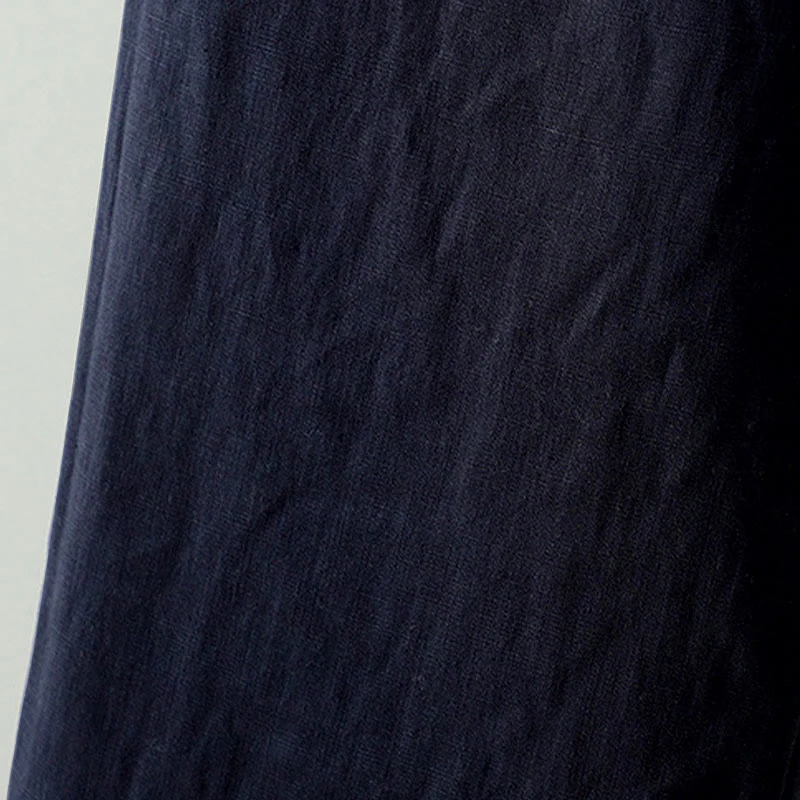 Pantaloni da donna in cotone e lino con coulisse a contrasto, modello Buddha Stones, con tasche e gamba larga - Image 5
