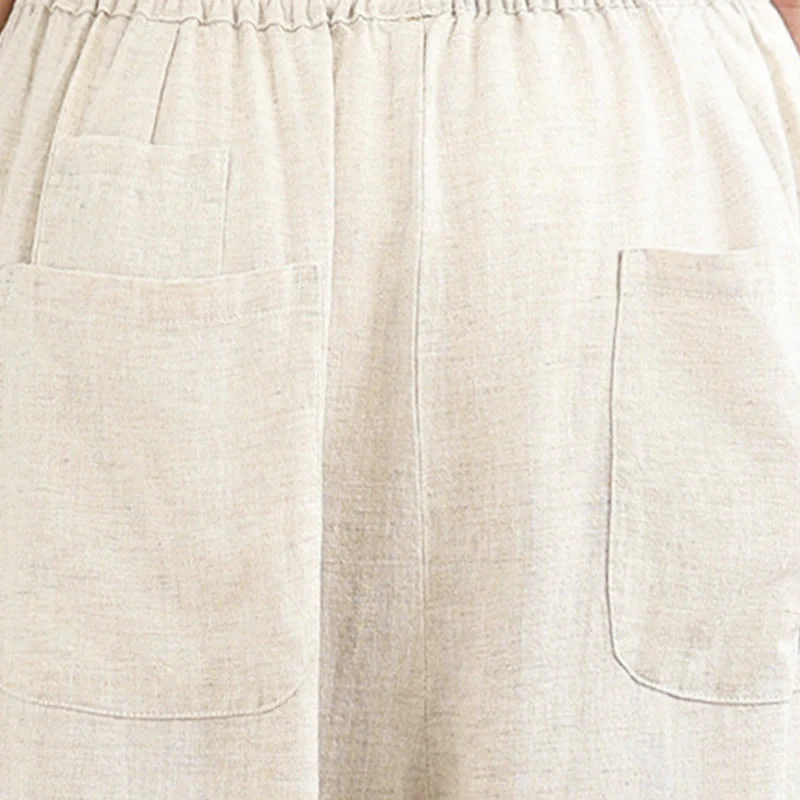 Pantaloni da donna in cotone e lino con coulisse, tinta unita, con tasche, modello Buddha Stones, lunghezza 7-8 - Image 8