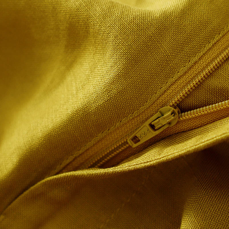 Pantaloni da donna in lino di cotone elasticizzato con tasche, tinta unita, bottoni anteriori e posteriori , Buddha Stones - Image 15
