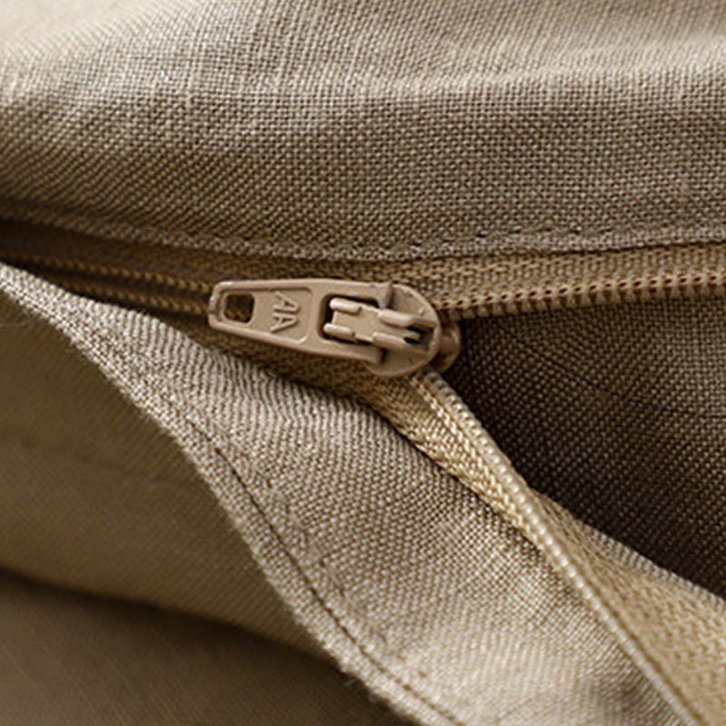 Pantaloni da donna in lino di cotone elasticizzato con tasche, tinta unita, bottoni anteriori e posteriori , Buddha Stones - Image 20