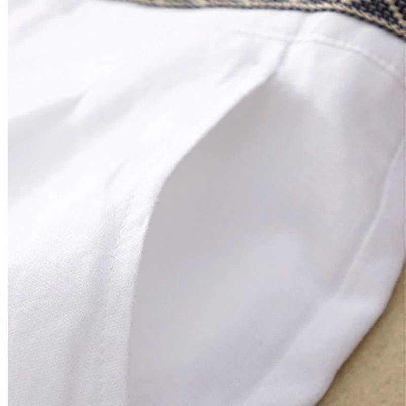 Pantaloni da donna in lino di cotone elasticizzato con tasche, tinta unita, bottoni anteriori e posteriori , Buddha Stones - Image 28