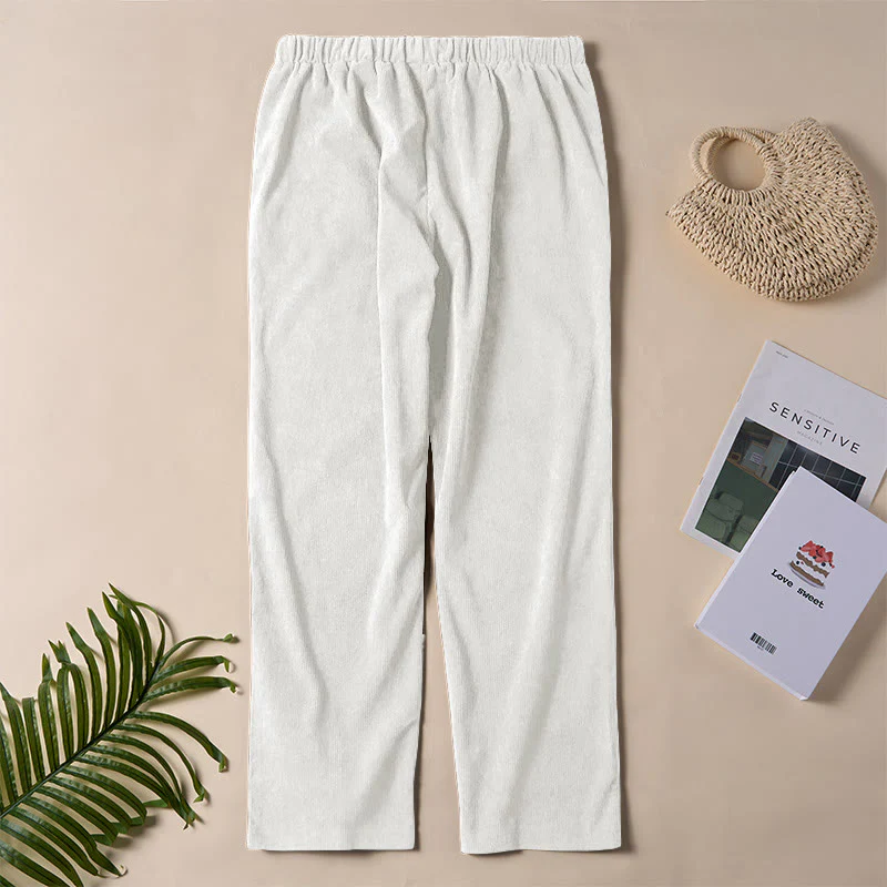 Pantaloni da donna in velluto a coste color puro Buddha Stones con tasche - Image 12