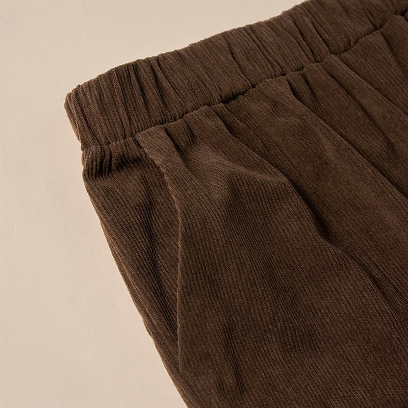 Pantaloni da donna in velluto a coste color puro Buddha Stones con tasche - Image 7