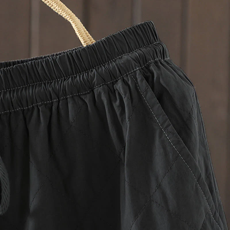 Pantaloni da donna spessi in cotone e poliestere con motivo a rombi Buddha Stones, con tasche - Image 15