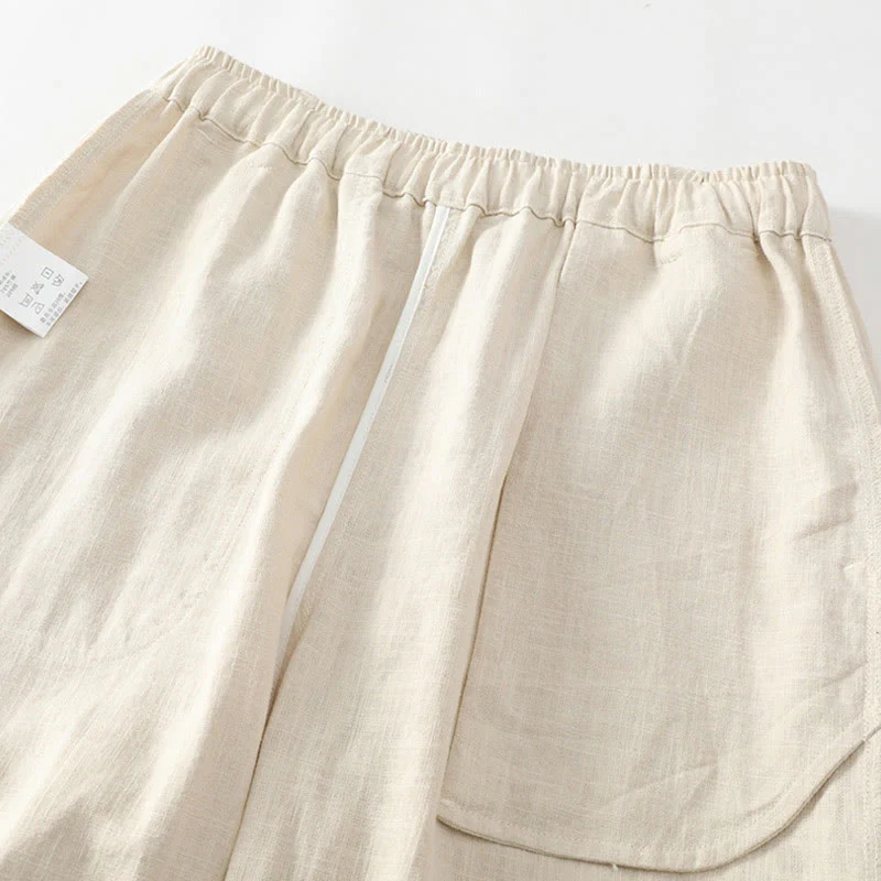 Pantaloni da uomo affusolati con tasche, lunghezza alla caviglia, in lino, cotone e ramiè estivo Buddha Stones - Image 8