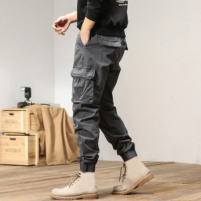 Pantaloni da uomo affusolati con tasche, polsini elastici estivi in cotone Buddha Stones - Image 11