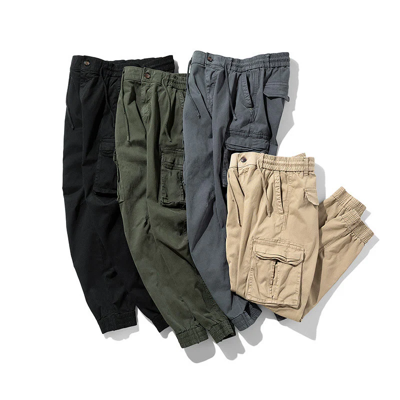 Pantaloni da uomo affusolati con tasche, polsini elastici estivi in cotone Buddha Stones - Image 13