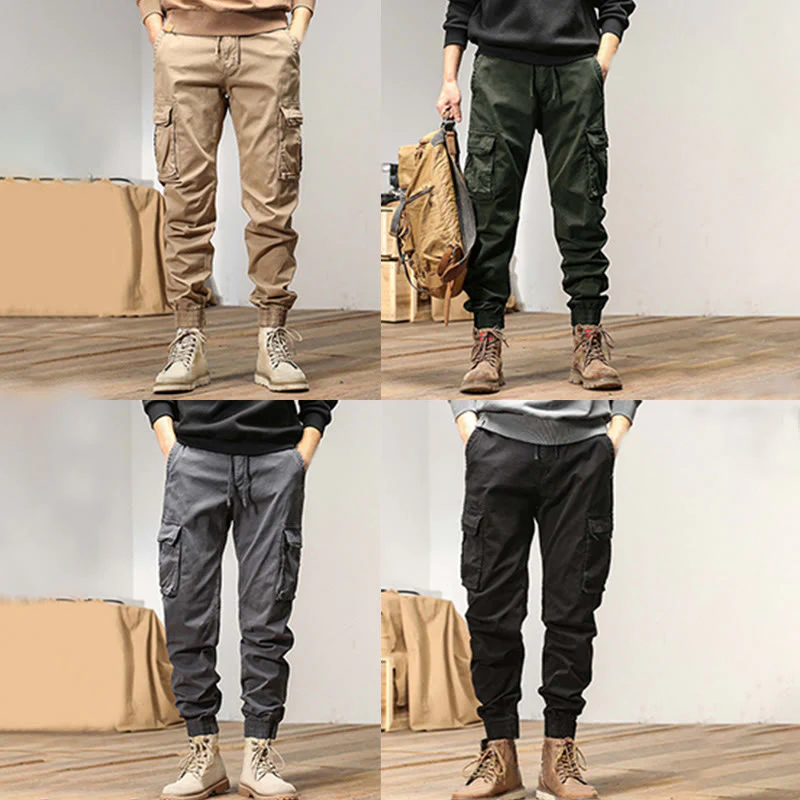 Pantaloni da uomo affusolati con tasche, polsini elastici estivi in cotone Buddha Stones - Image 14
