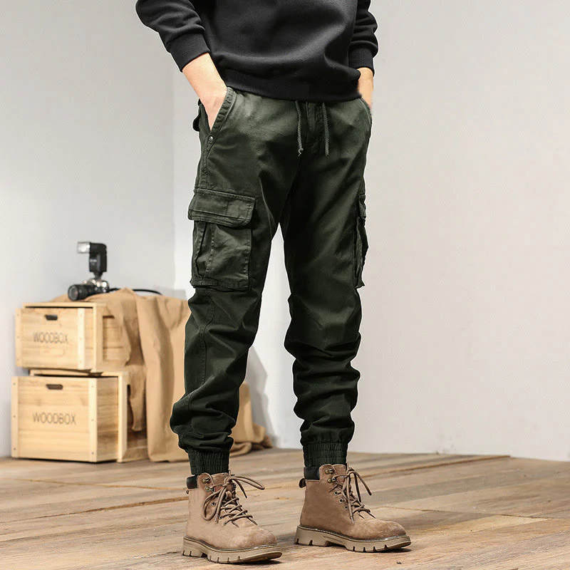 Pantaloni da uomo affusolati con tasche, polsini elastici estivi in cotone Buddha Stones - Image 8