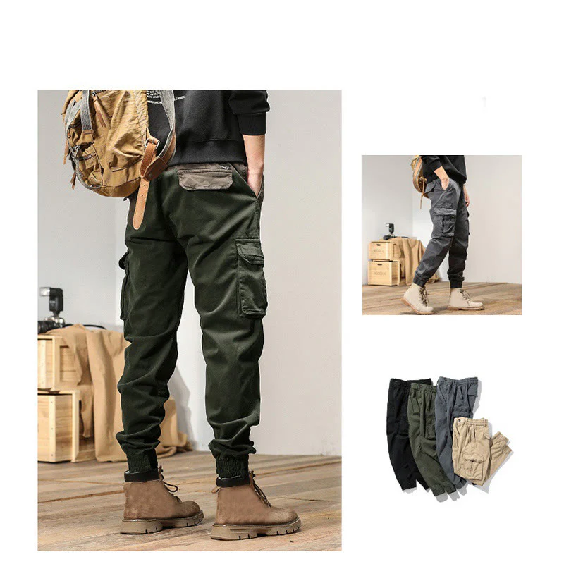Pantaloni da uomo affusolati con tasche, polsini elastici estivi in cotone Buddha Stones - Image 9