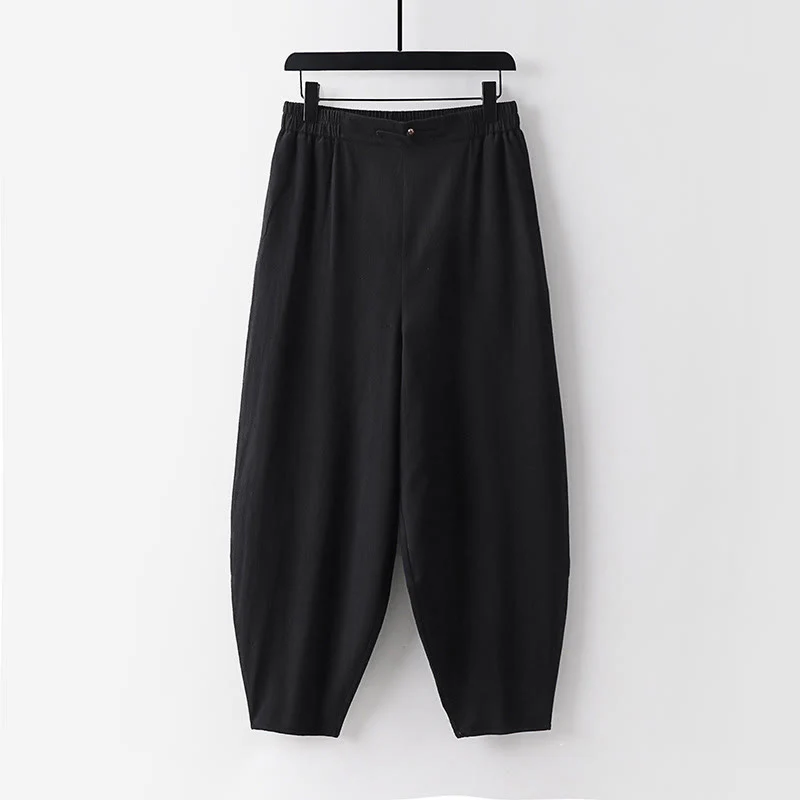 Pantaloni da uomo alla caviglia in cotone e lino con tasche , Buddha Stones Summer, a gamba dritta - Image 10