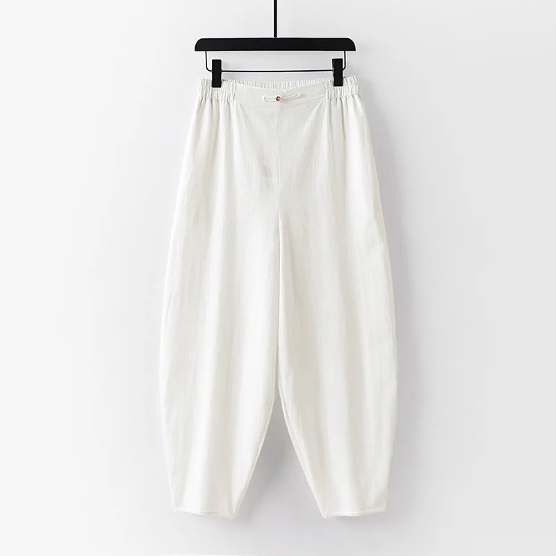 Pantaloni da uomo alla caviglia in cotone e lino con tasche , Buddha Stones Summer, a gamba dritta - Image 11
