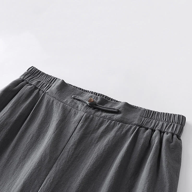 Pantaloni da uomo alla caviglia in cotone e lino con tasche , Buddha Stones Summer, a gamba dritta - Image 7