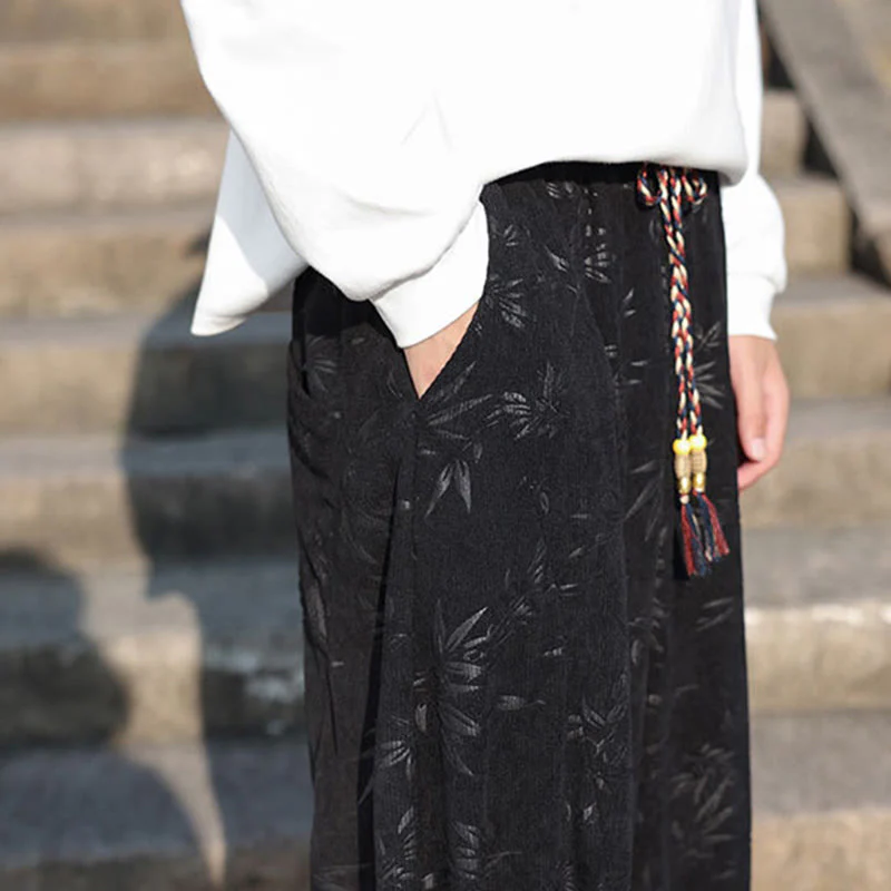 Pantaloni da uomo casual in cotone con tasche, ricamati con Buddha Stones - Image 11