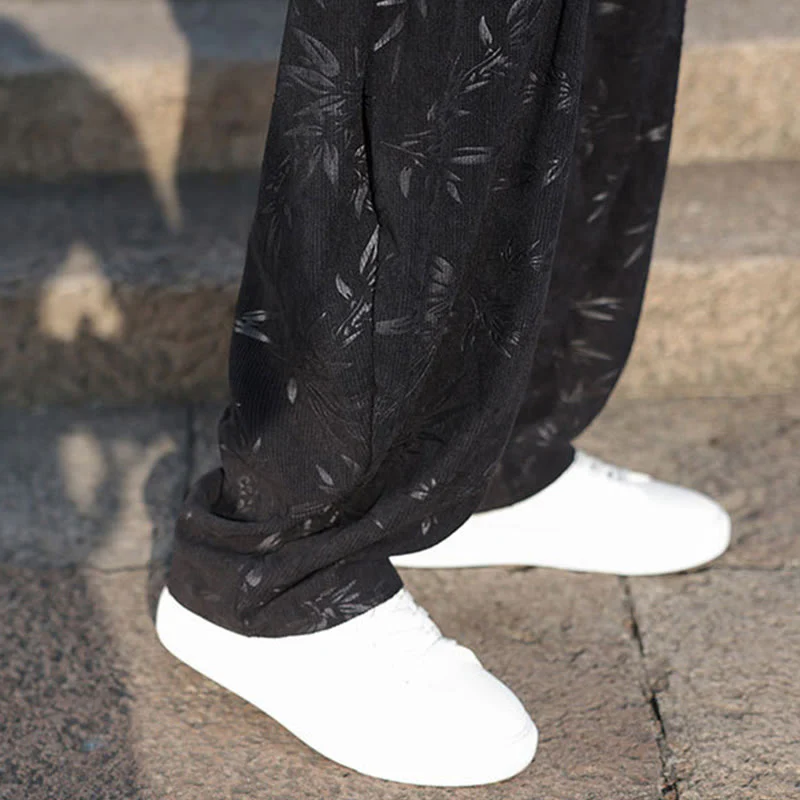 Pantaloni da uomo casual in cotone con tasche, ricamati con Buddha Stones - Image 12