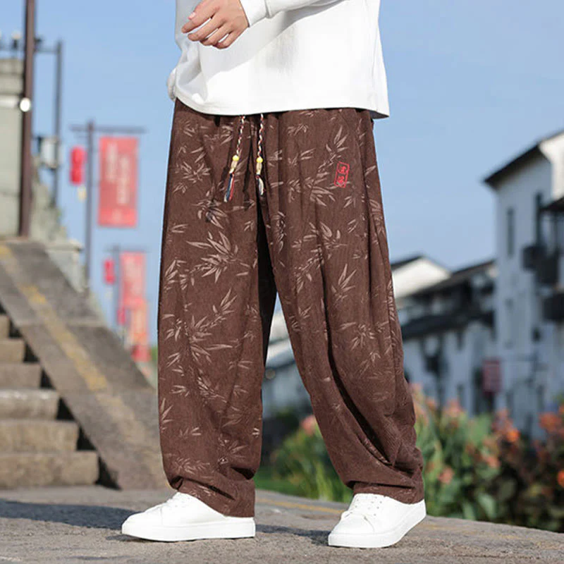 Pantaloni da uomo casual in cotone con tasche, ricamati con Buddha Stones - Image 13
