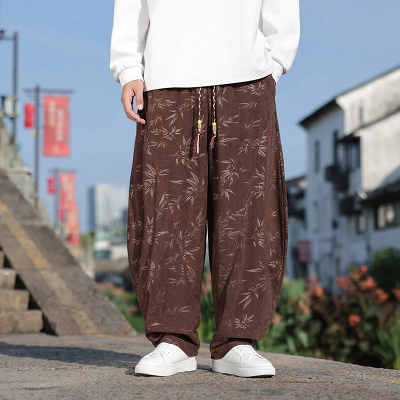 Pantaloni da uomo casual in cotone con tasche, ricamati con Buddha Stones - Image 16