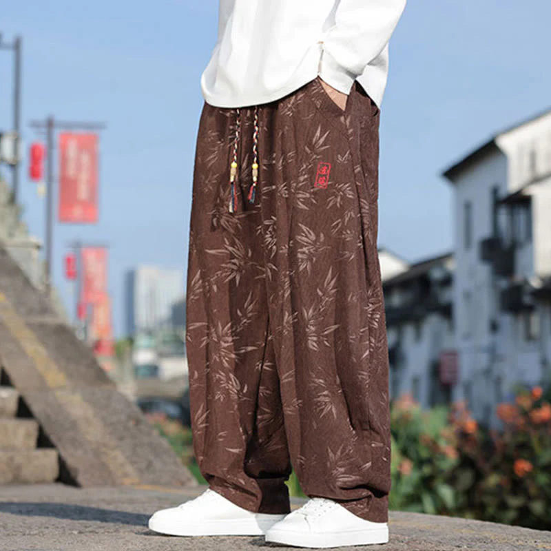 Pantaloni da uomo casual in cotone con tasche, ricamati con Buddha Stones - Image 17