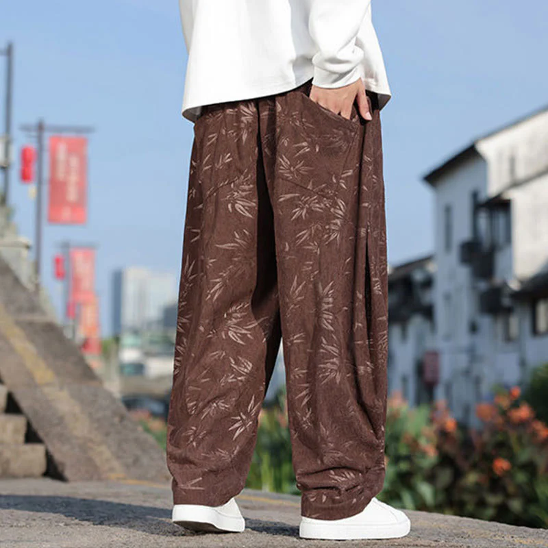 Pantaloni da uomo casual in cotone con tasche, ricamati con Buddha Stones - Image 18