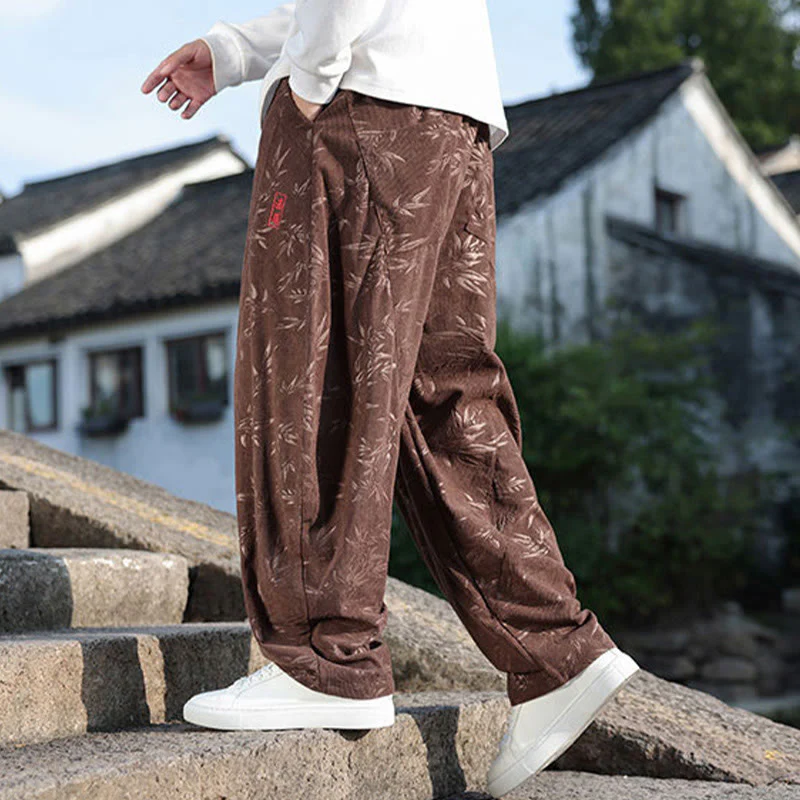 Pantaloni da uomo casual in cotone con tasche, ricamati con Buddha Stones - Image 21