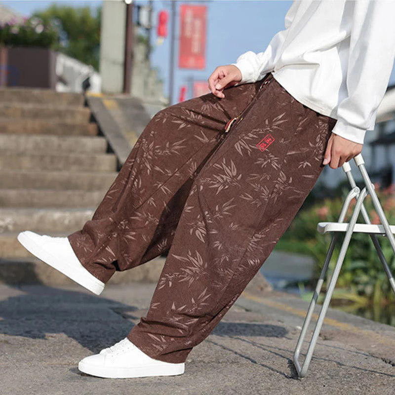 Pantaloni da uomo casual in cotone con tasche, ricamati con Buddha Stones - Image 22