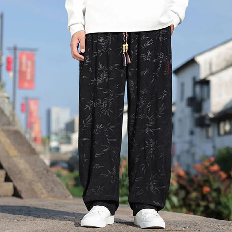 Pantaloni da uomo casual in cotone con tasche, ricamati con Buddha Stones - Image 5