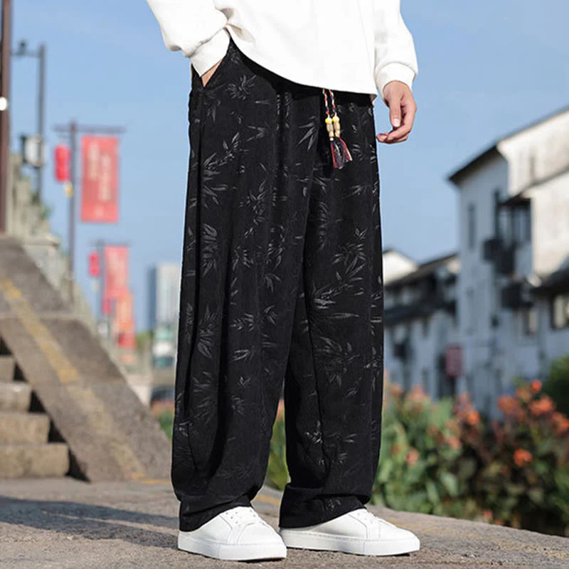 Pantaloni da uomo casual in cotone con tasche, ricamati con Buddha Stones - Image 6