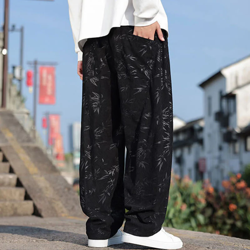 Pantaloni da uomo casual in cotone con tasche, ricamati con Buddha Stones - Image 7